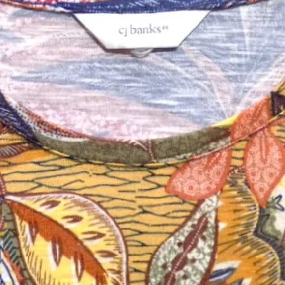 CJ Banks Women’s Multicolor Floral Print 3/4 Sleeve Top – Size: XL - Picture 4 of 10